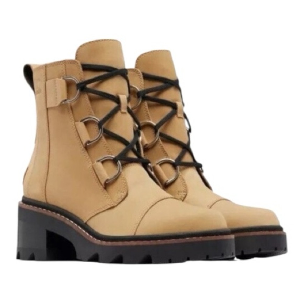 Sorel Joan of Arctic Now Lace Boot. Stylish Tan Leather Lace-Up Boots for Women.